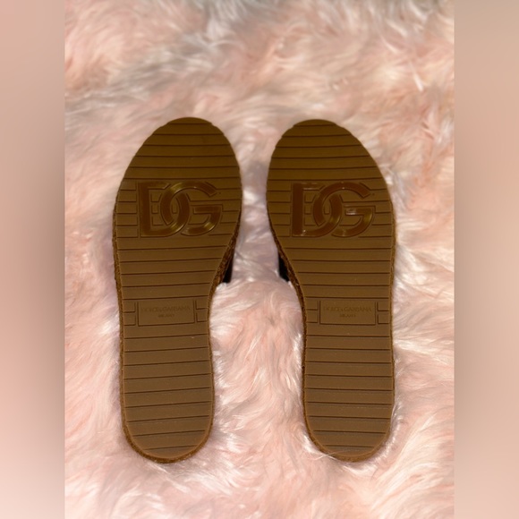 Dolce & Gabbana Logo Leather Flat Espadrille Sandlas size - Picture 4 of 7